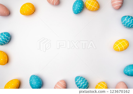 Happy Easter concept with easter eggs Happy Easter concept with easter eggs 123670162