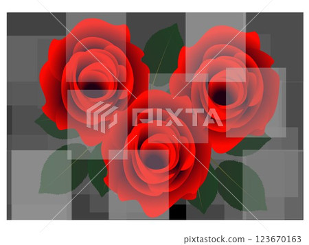 Three roses on an abstract background. 123670163