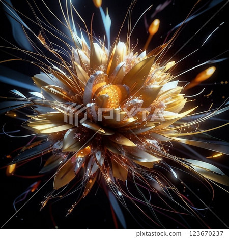 Large lush flower. Bright decorative flower with a beautiful design. AI generated. Large lush flower. Bright decorative flower with a beautiful design. AI generated. 123670237