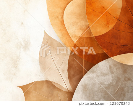 Minimalist abstract background with warm earthy tones, textured leaves 123670243