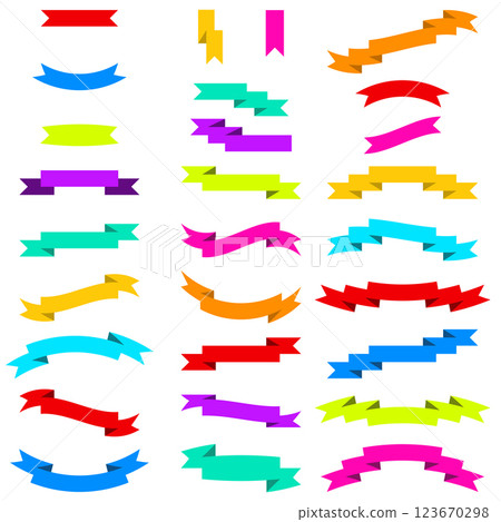 Vector colorful ribbon holiday banner news colorful icon flat set Vector colorful ribbon holiday banner news colorful icon flat set 123670298