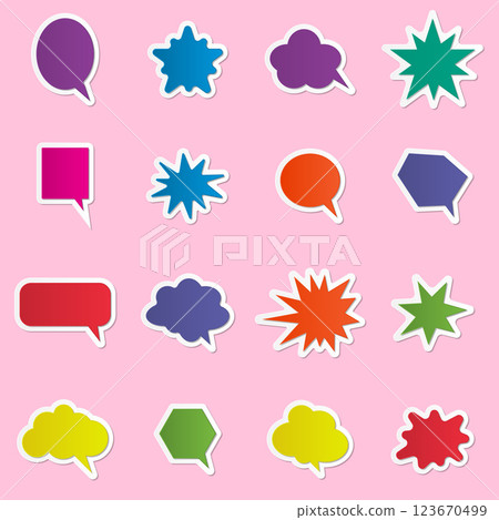 Modern vector speech bubble for website and business graphics in multicolored colors with added shadows Modern vector speech bubble for website and business graphics in multicolored colors with added shadows 123670499
