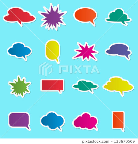 Abstract vector bright colored speech bubbles with shadow on blue background Abstract vector bright colored speech bubbles with shadow on blue background 123670509