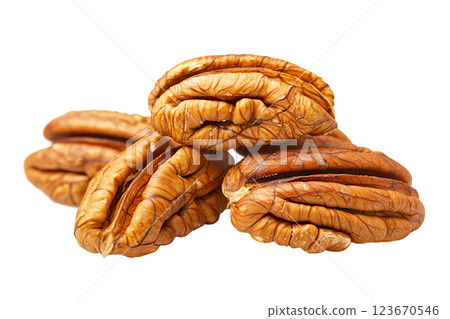 Pecan nuts PNG, transparent isolated background. Healthy superfood nut snack. Nutritious, natural, organic food, flavour, cooking ingredient, vitamin mineral source 123670546