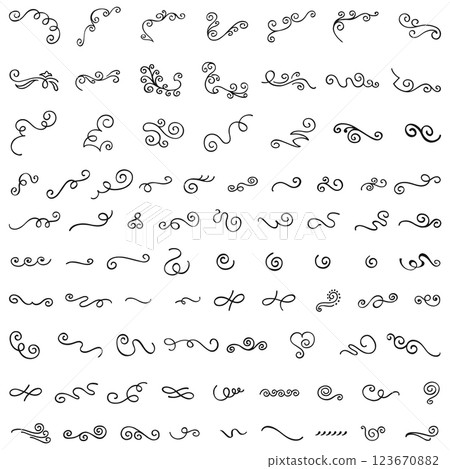A large set of vector black ornaments on a white background 123670882