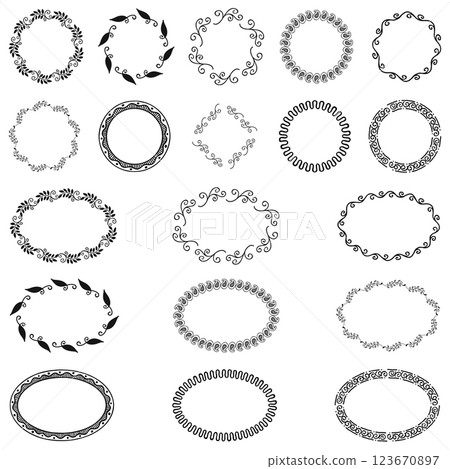 Hand sketched vector vintage elements laurels, leaves 123670897