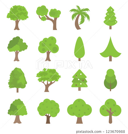 Collection of flat trees Icon, can be used to illustrate 123670988