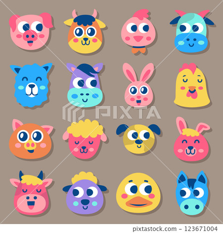 Icon set animal icon outline stroke with color vector illustration on white background. 123671004