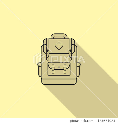 School bag vector icon in stroke style, on bright background with long shadow, editable stroke for web design and web. 123671023
