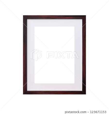 Blank picture vertical frame mockup on a stone white brick wall, boho, minimalist AI generated 123671153