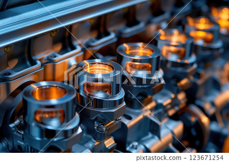 Using modern engine gears with pistons in cylinders latest technological valves AI Generative Using modern engine gears with pistons in cylinders latest technological valves AI Generative 123671254