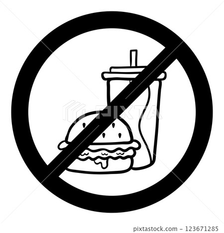 Vector Banner and Konka is a prohibitive sign that prohibits the use of fast food in the style of outline. Vector Banner and Konka is a prohibitive sign that prohibits the use of fast food in the style of outline. 123671285
