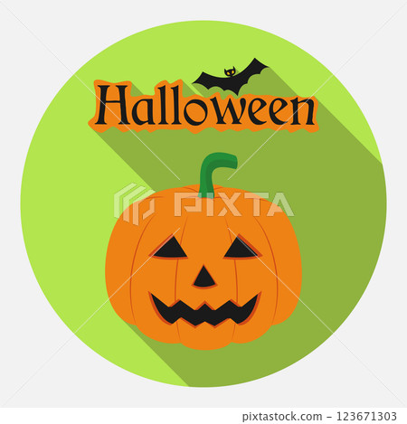 Halloween pumpkin, icon for web and mobile application a long shadow. 123671303