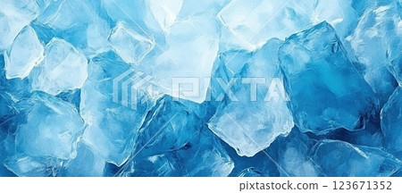 Cold bright blue ice texture background wallpaper. Copy space, artistic backdrop 123671352