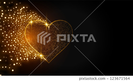 sparkling golden heart on black background sparkling golden heart on black background 123671564