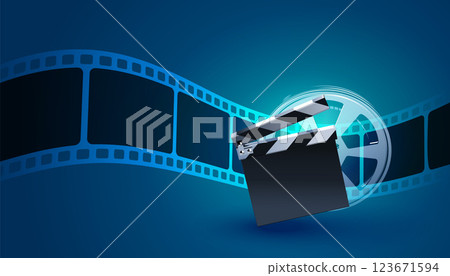 film strip background with clapper board 123671594