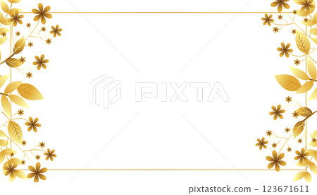 white background with golden flower and leaves decoration white background with golden flower and leaves decoration 123671611