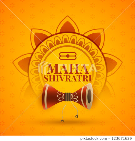 indian maha shivratri festival greeting with damroo design indian maha shivratri festival greeting with damroo design 123671629