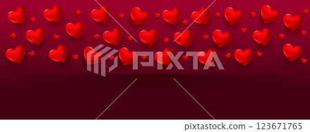 romantic realistic hearts valentines banner with text space romantic realistic hearts valentines banner with text space 123671765
