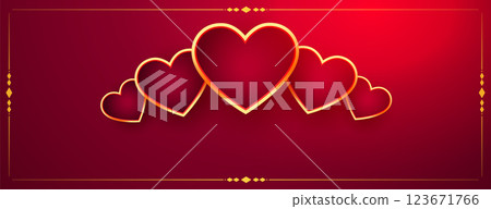 decorative golden hearts on red valentines day banner decorative golden hearts on red valentines day banner 123671766