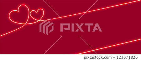 neon hearts banner design with text space 123671820