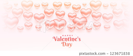 happy valentines day 3d hearts banner design 123671838