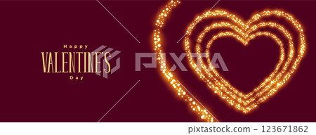 valentines day sparkling heart wide banner design 123671862