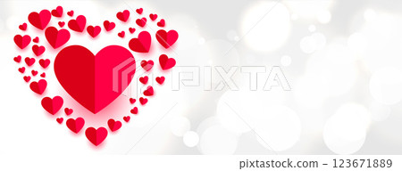beautiful paper hearts style love banner design 123671889