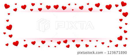 white valentines banner with red hearts frame 123671890