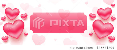 styligh 3d valentines day hearts banner with... - Stock Illustration ...