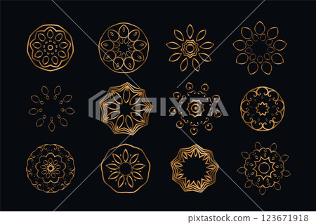 mandala style decoration elements set of twelve 123671918