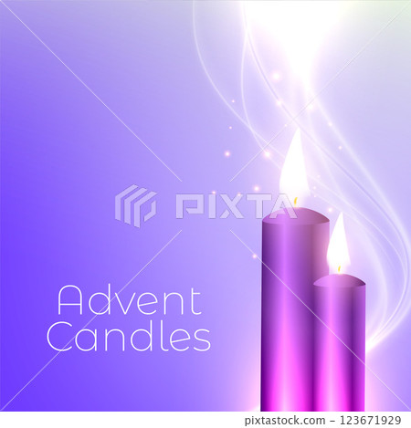 two advent candles with glowing lights two advent candles with glowing lights 123671929