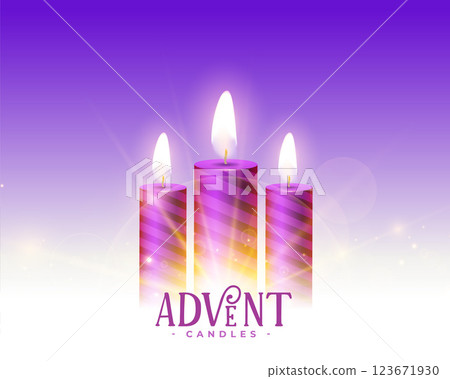 three advent purple light candles background 123671930