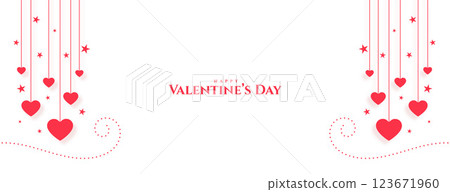 happy valentines day decorative hearts banner design 123671960