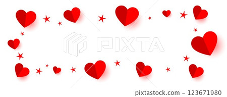 red hearts and stars frame banner with text space red hearts and stars frame banner with text space 123671980