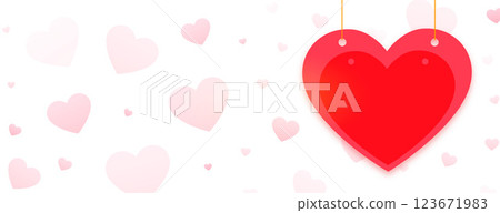 happy valentines day greeting banner with red heart 123671983