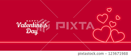 valentines day neon hearts romantic banner design 123671988