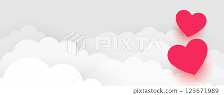 flat hearts and clouds valentines day banner flat hearts and clouds valentines day banner 123671989