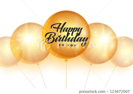 happy birthday card with golden balloons happy birthday card with golden balloons 123672007