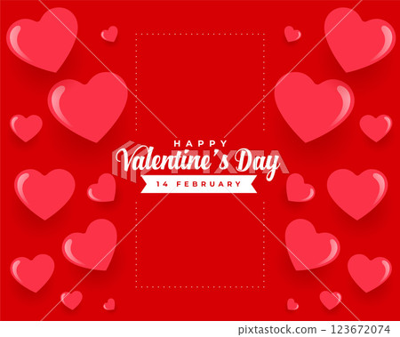 red hearts happy valentines day beautiful card design 123672074