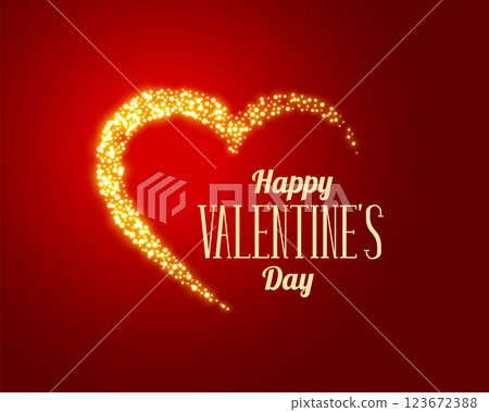 sparkle love golden heart on red background sparkle love golden heart on red background 123672388