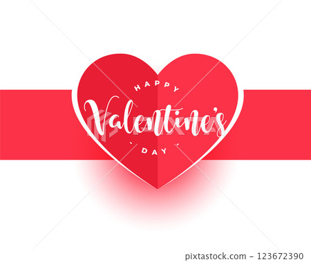 happy valentines day red paper heart card design 123672390