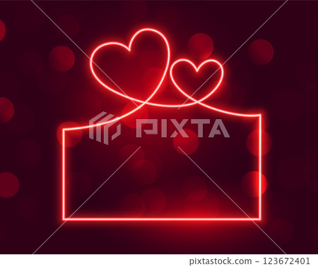 glowing neon valentines day concept frame banner 123672401