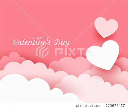 happy valentines day background in papercut style 123672457