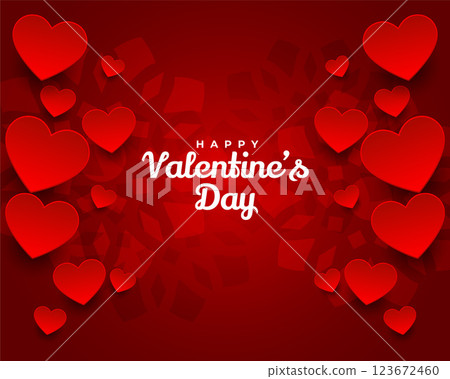 lovely happy valentines day red hearts background 123672460
