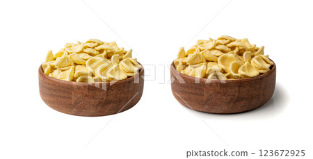 Raw Orecchiette Pasta, Homemade Dry Macaroni, Italian Recchietedde Raw Orecchiette Pasta, Homemade Dry Macaroni, Italian Recchietedde 123672925