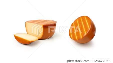 Smoked Round Cheese Isolated, Camel Milk Cheese, Mountain Snack, Sheep Milk Product on White Smoked Round Cheese Isolated, Camel Milk Cheese, Mountain Snack, Sheep Milk Product on White 123672942