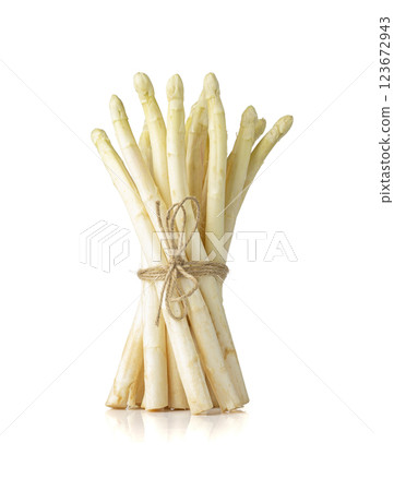 White Asparagus Isolated, Raw Garden Vegetables Bunch, Edible Sprouts of Asparagus Officinalis 123672943