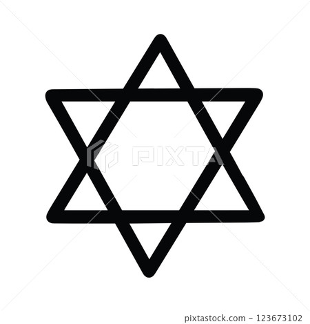 Hand Drawn Six-Pointed Star of David Icon - Jewish Symbol Hand Drawn Six-Pointed Star of David Icon - Jewish Symbol 123673102