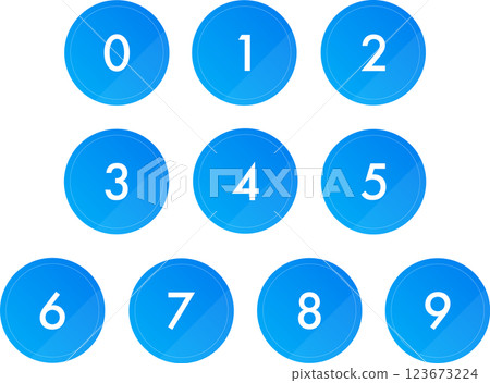Simple stylish blue gradient numbers set 123673224